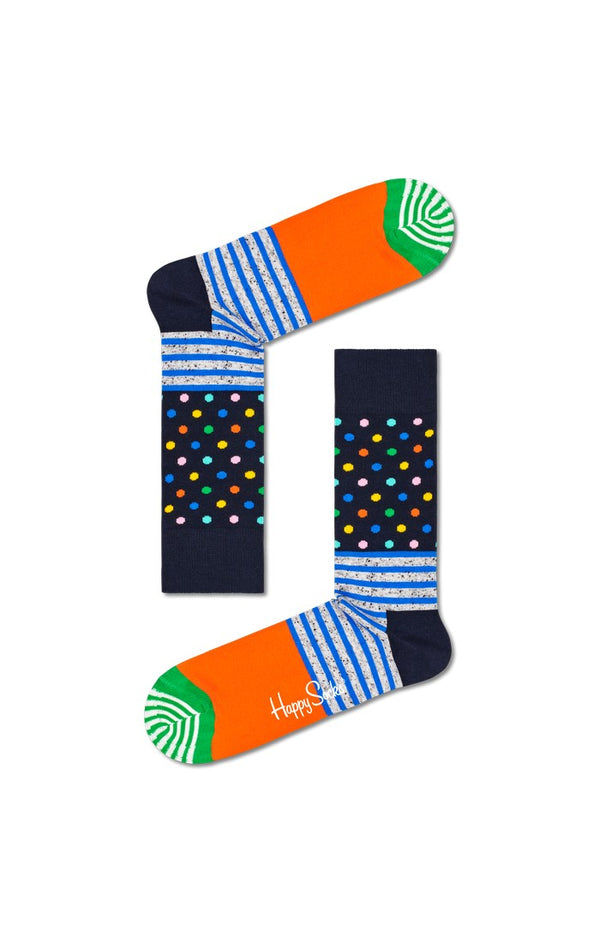 Stripes & Dots Sock - Navy/orange/green