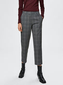 Emilo Crop Check Trouser - Medium Grey Melange