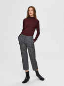Emilo Crop Check Trouser - Medium Grey Melange