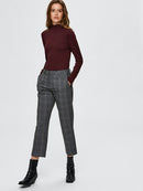 Emilo Crop Check Trouser - Medium Grey Melange