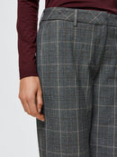 Emilo Crop Check Trouser - Medium Grey Melange