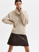 Natalie High Neck Poloneck - Sandshell Melange