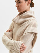 Natalie High Neck Poloneck - Sandshell Melange