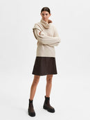 Natalie High Neck Poloneck - Sandshell Melange