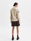 Natalie High Neck Poloneck - Sandshell Melange