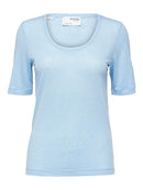 Linda U Neck Linen T-shir - Blue Bell