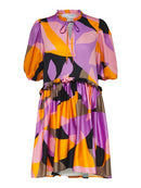 Jessy Short Sleeve Ruffle Dress - Black Print