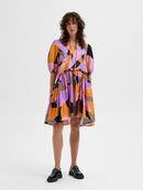 Jessy Short Sleeve Ruffle Dress - Black Print