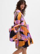 Jessy Short Sleeve Ruffle Dress - Black Print