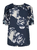 Frill Short Sleeve Blouse - Dark Sapphire