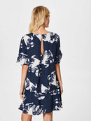 Frill Short Sleeve Blouse - Dark Sapphire