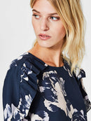 Frill Short Sleeve Blouse - Dark Sapphire