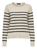 Inka Cashmere Stripe Knit - Birch Melange/black Stripe