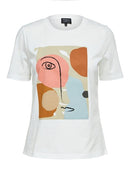 Abstract Face T-shirt - Bright White/print