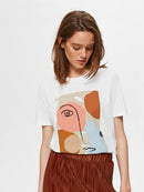 Abstract Face T-shirt - Bright White/print
