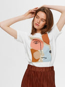 Abstract Face T-shirt - Bright White/print
