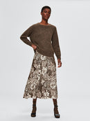 Zuri Midi Plissé Skirt - Sandshell Aop