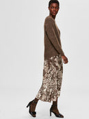 Zuri Midi Plissé Skirt - Sandshell Aop