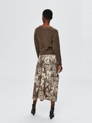 Zuri Midi Plissé Skirt - Sandshell Aop