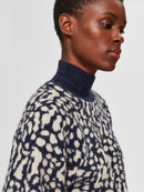 Paris Highneck Knit - Night Sky/peach