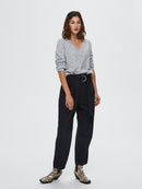 Lulu V-Neck Knit - Light Grey Melange