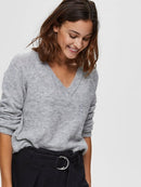 Lulu V-Neck Knit - Light Grey Melange