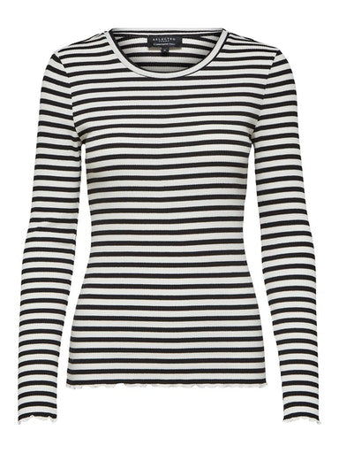 Long Sleeve Stripe T-shirt - Black/snow White