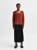 Lulu V-Neck Knit - Chili Oil