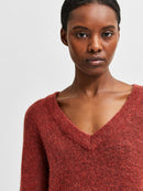 Lulu V-Neck Knit - Chili Oil