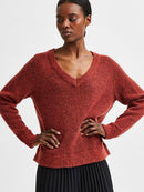Lulu V-Neck Knit - Chili Oil
