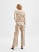 Long Sleeve Stripe T-shirt - Tannin/snow White