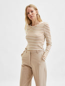 Long Sleeve Stripe T-shirt - Tannin/snow White