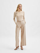 Long Sleeve Stripe T-shirt - Tannin/snow White