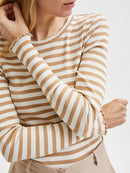 Long Sleeve Stripe T-shirt - Tannin/snow White