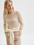 Long Sleeve Stripe T-shirt - Tannin/snow White