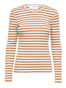 Long Sleeve Stripe Tee - Brown Sugar/snow White