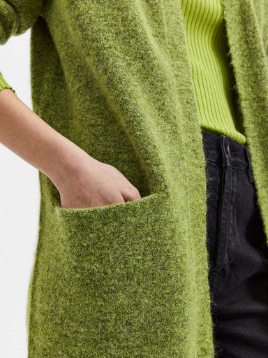 Lulu Long Cardigan - Dark Citron Melange