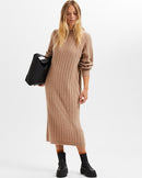 Glowie Round Neck Dress - Warm Taupe