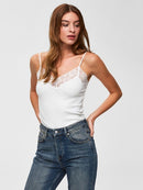 Rib lace Vest - Snow White
