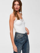 Rib lace Vest - Snow White