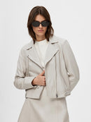 Katie Leather Jacket - Feather Grey