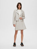 Katie Leather Jacket - Feather Grey