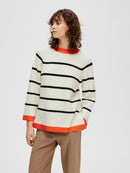 Stripe Round Neck Jumper - Birch/orangeade