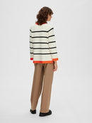 Stripe Round Neck Jumper - Birch/orangeade