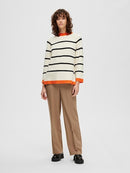 Stripe Round Neck Jumper - Birch/orangeade