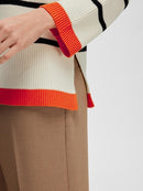 Stripe Round Neck Jumper - Birch/orangeade