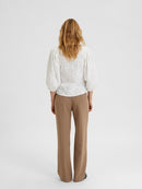 Nally 3/4 Sleeve Broderie Anglaise Blouse - Snow White