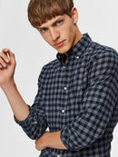 Flannel Check Shirt - Dark Blue Big Check