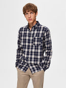 Mattnew Long Sleeve Check Shirt - Dark Navy Check