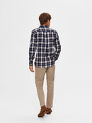 Mattnew Long Sleeve Check Shirt - Dark Navy Check